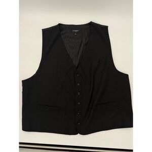 Statement Italy Mens Black Suit Vest Formal Waistcoat Size 50R Adjustable Back